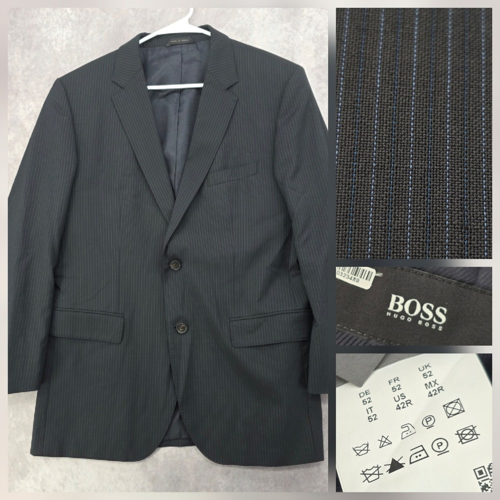 Hugo Boss Mens Navy Pinstripe Suit Jacket Blazer The James4/Sharp6 42R 50262878